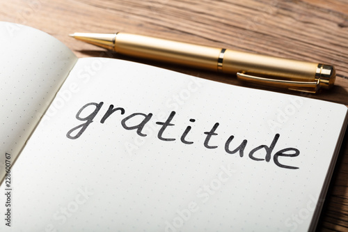 Картината върху платно Gratitude Word With Pen On Notebook