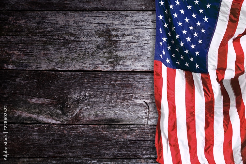 Obraz premium Closeup of American flag on background