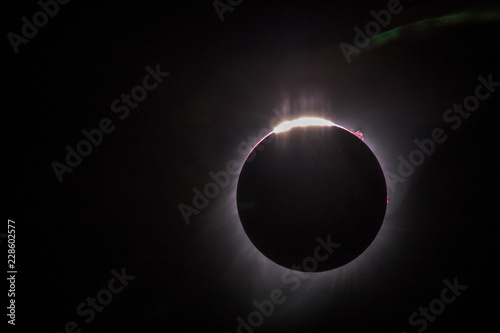 Total solar eclipse with visible Baily s beads  prominence  inner corona and chromosphere  21 August 2017