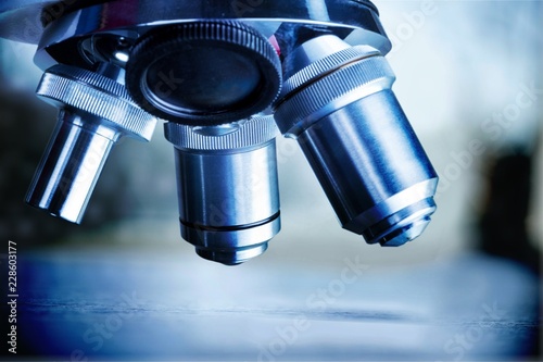 One medical Microscope isolated on background