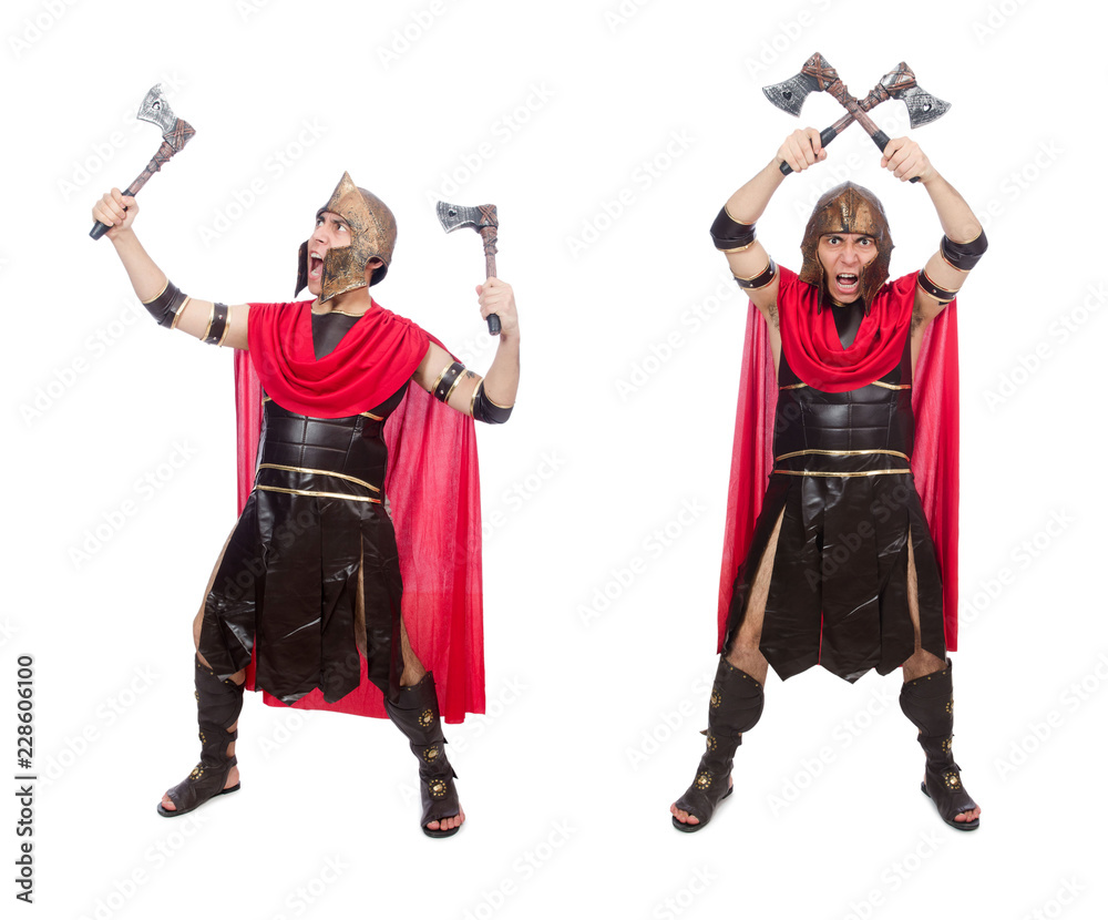 Gladiator with ax isolated on white Gladiator with ax isolated on white