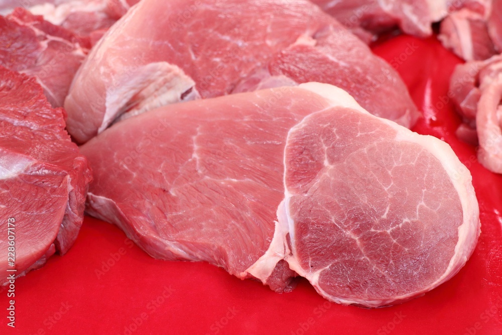 fresh pork meat in market