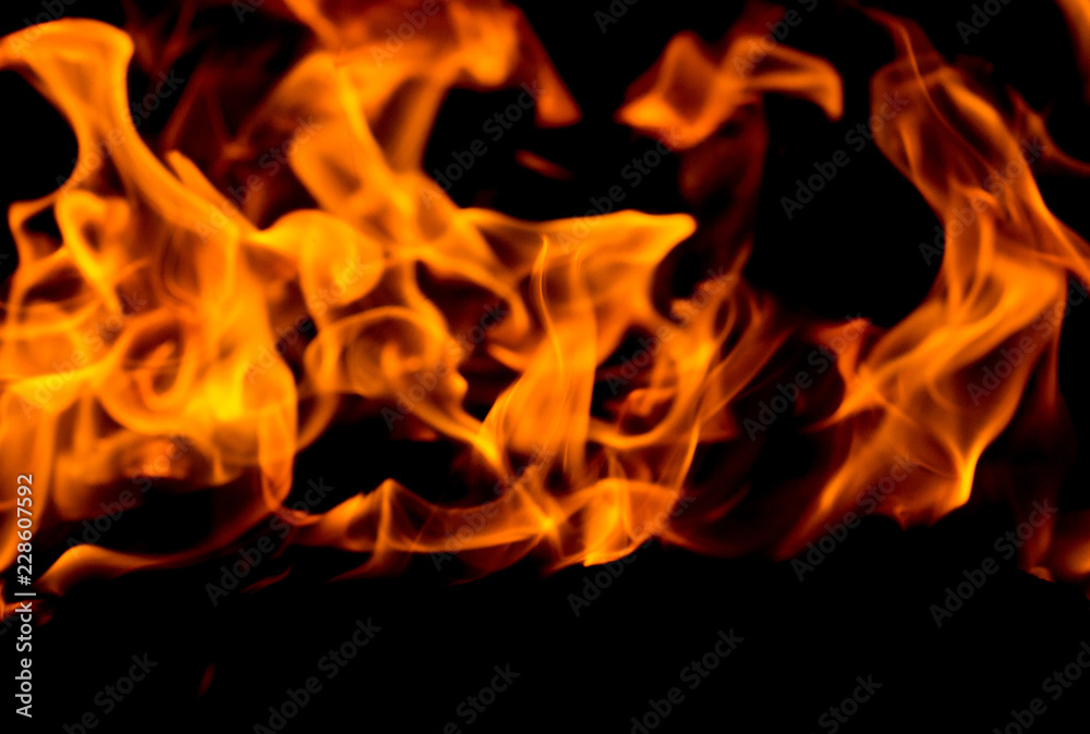 Fire flames on black background Fire flames on black background