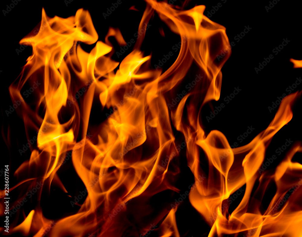 Fire flames on black background Fire flames on black background