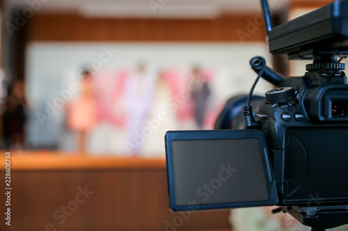 camera show viewfinder image catch motion in wedding ceremony, catch feeling, stopped motion in best memorial day concept.Video Cinema From dslr camera.video cinema production .