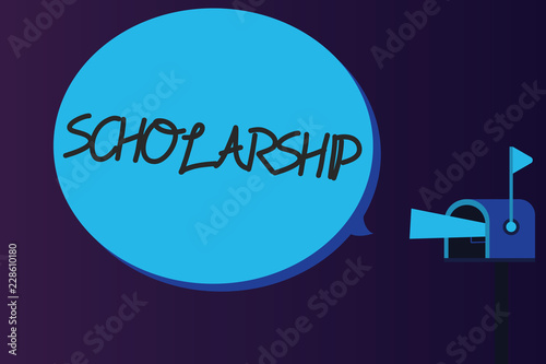 Word writing text Scholarship. Business concept for Grant or Payment made to support education Academic Study. photo