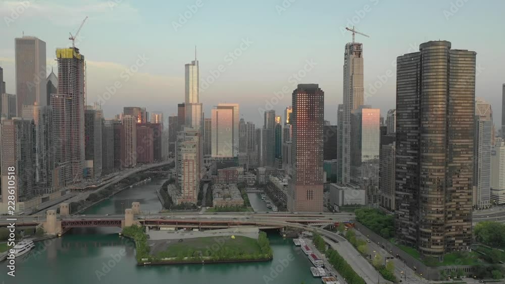 Aerial of Skyscrapers in Chicago, Illinois Aerial of Skyscrapers in Chicago, Illinois
