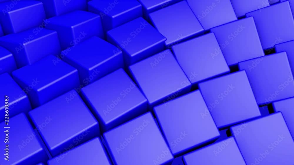 blue three-dimensional cubes slowly rotate. Abstract animated background. 3d rendering blue three-dimensional cubes slowly rotate. Abstract animated background. 3d rendering