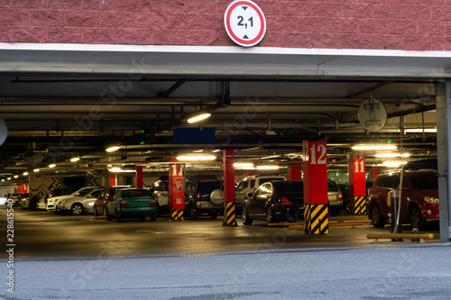 Underground parking or garage with cars