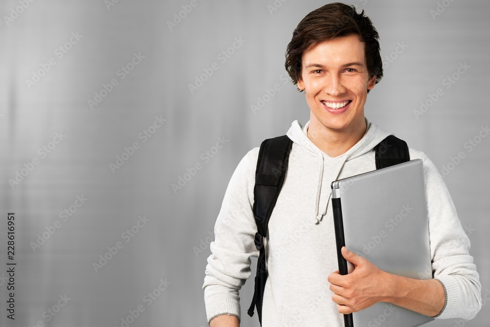 Male laptop student one person human face Male laptop student one person human face