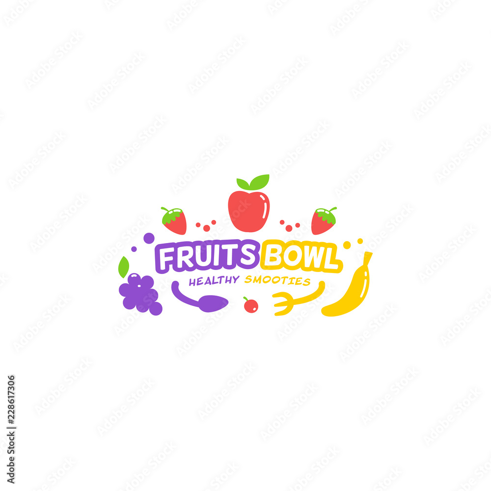 Smoothie juice fruits bowl logo type typography symbol illustration