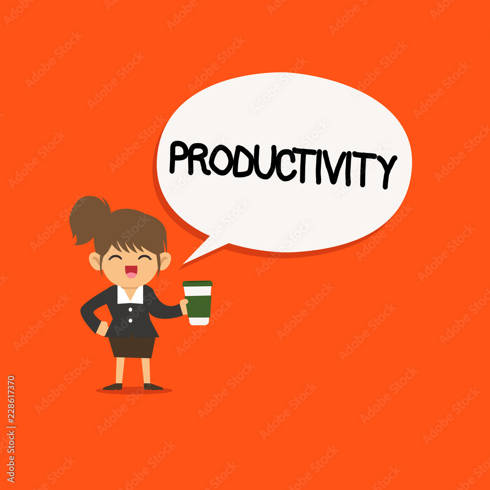 Handwriting text Productivity. Concept meaning State or quality of being productive Effectiveness Success. Handwriting text Productivity. Concept meaning State or quality of being productive Effectiveness Success.