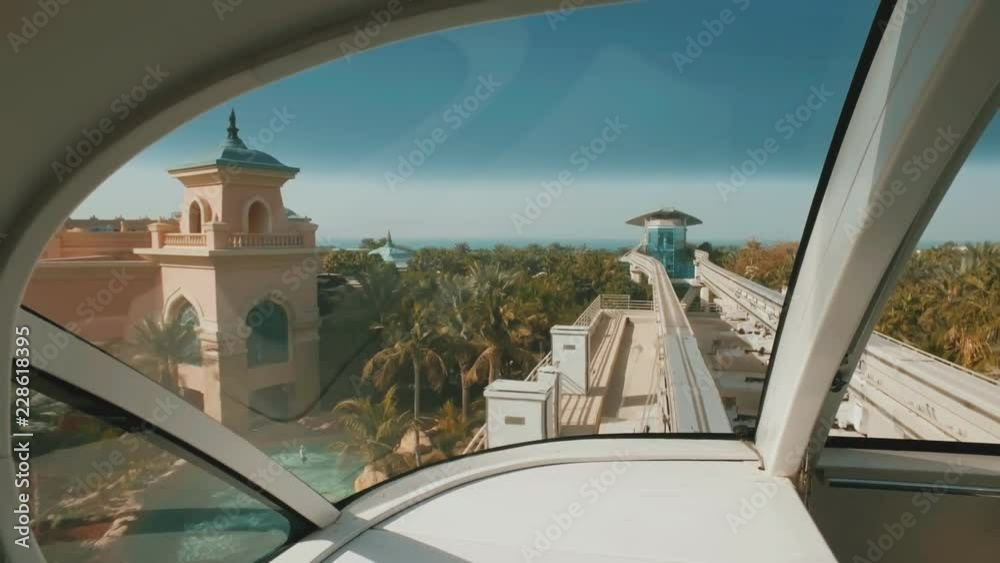 monorail wagon is moving in Dubai Palm Jumeirah monorail wagon is moving in Dubai Palm Jumeirah