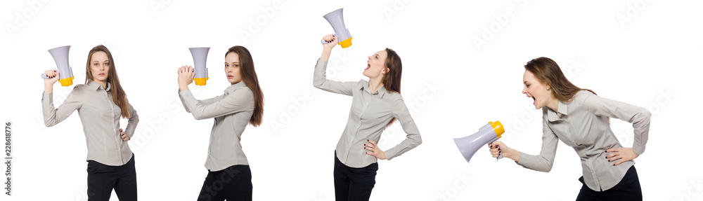 Naklejka premium Woman in business concept isolated on white