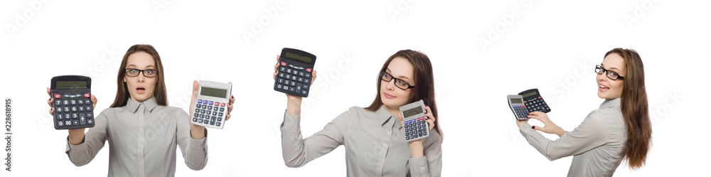 Woman in business concept isolated on white Woman in business concept isolated on white