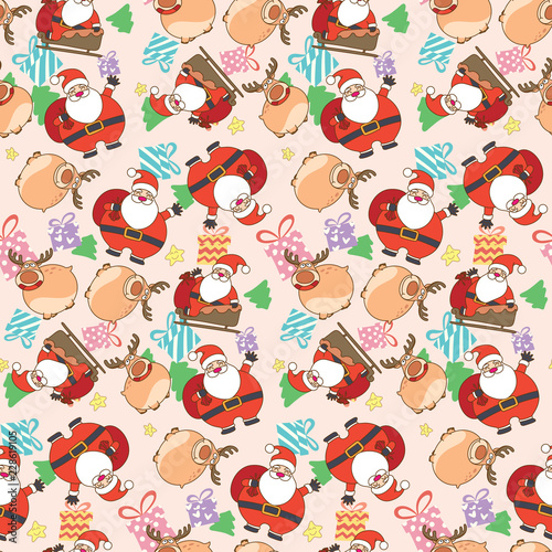 Santa claus and reindeer seamless pattern background © ThongSam