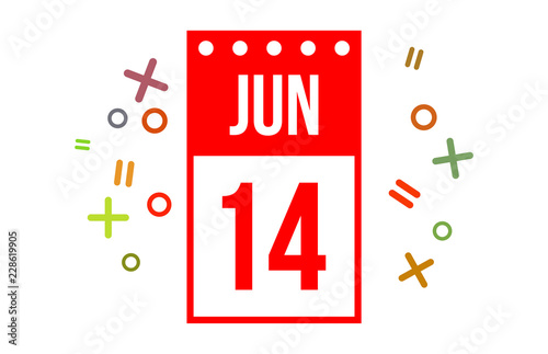 14 June Red Calendar Number
