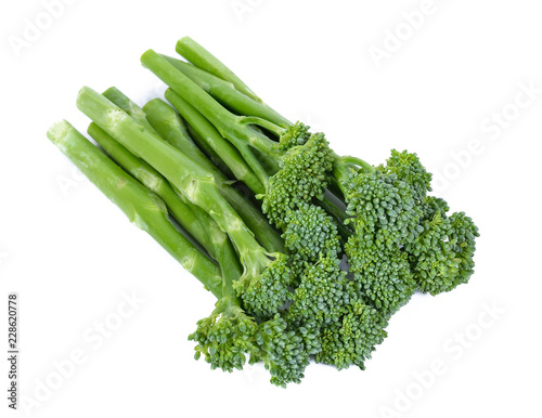 Broccolini baby broccoli on white background photo