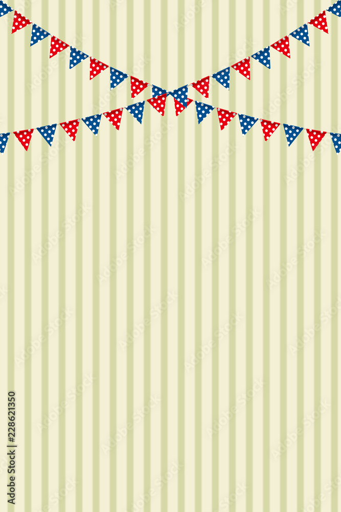 イラスト素材 ボーダー柄背景 カラフルな三角旗 パーティーフラッグ 縦位置 ベクターデータ Party Flag Stock Vector Adobe Stock