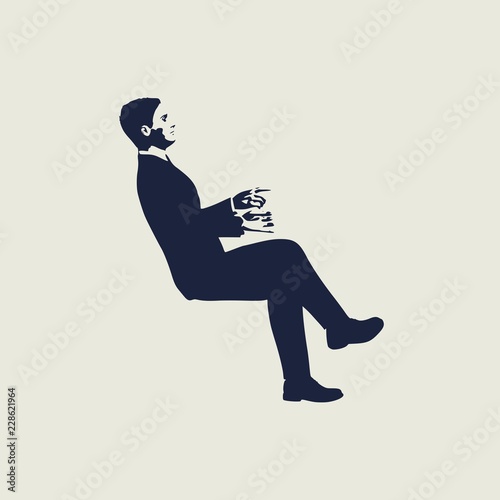 An illustration of man in sitting pose on chair. Web icon with for application