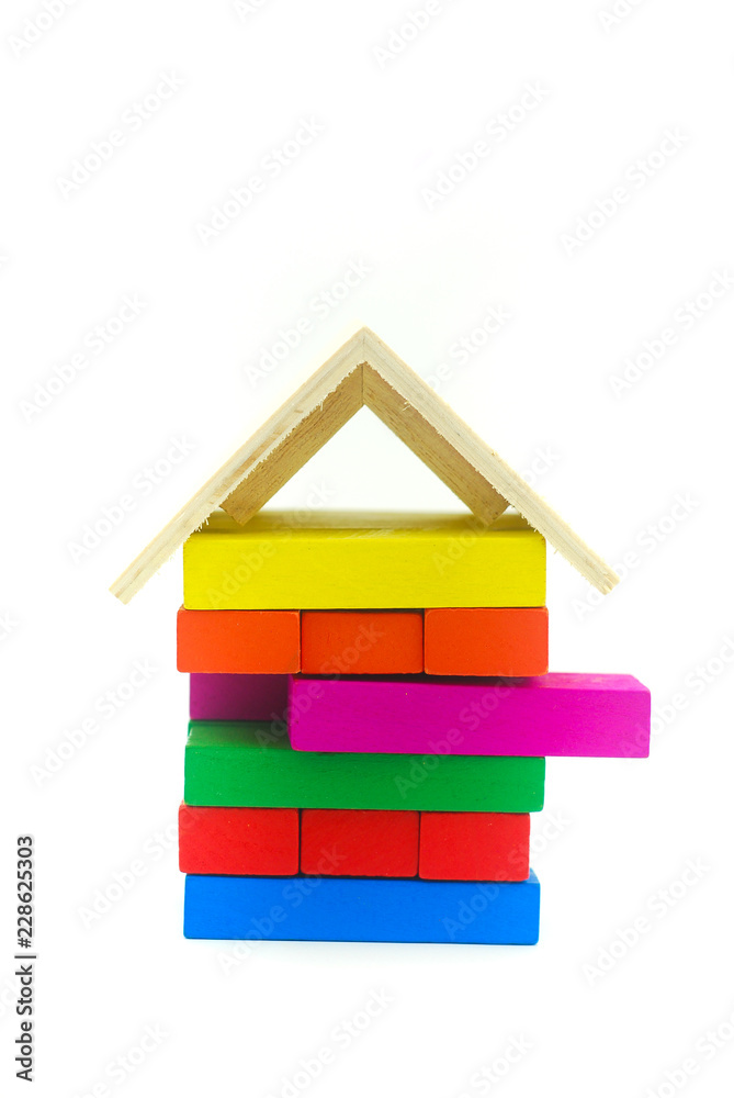 House model made from colorful wooden block House model made from colorful wooden block