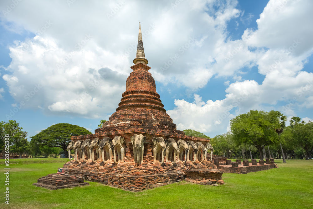 Wat Sorasak temple in Sukhothai province, Thailand.