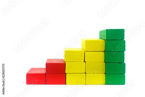 Stack of wooden block in graph shape. Business concept