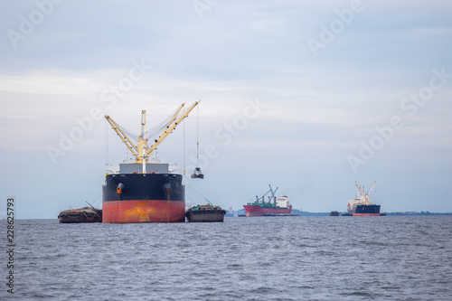 Marine cargo ship at Gulf of Thailand. Chonburi province   Thailand