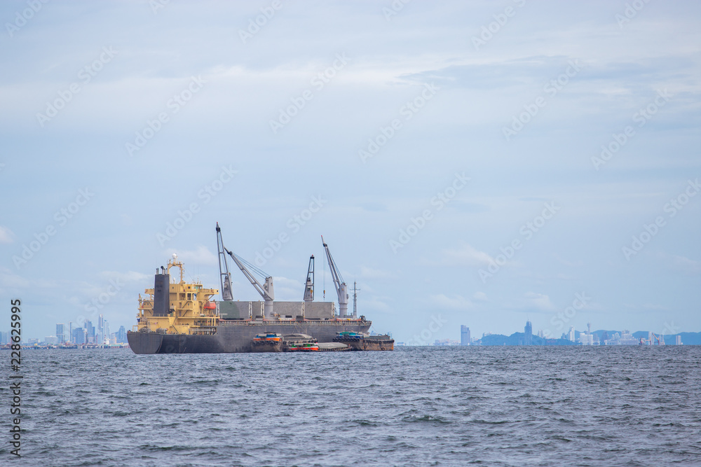 Marine cargo ship at Gulf of Thailand. Chonburi province , Thailand