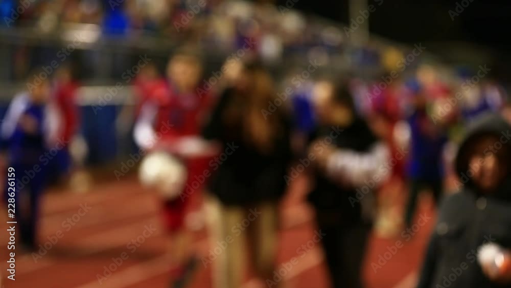 DEFOCUSED CROWD AND PLAYERS LEAVING FIELD DEFOCUSED CROWD AND PLAYERS LEAVING FIELD