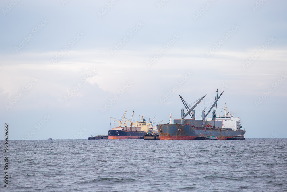 Marine cargo ship at Gulf of Thailand. Chonburi province , Thailand