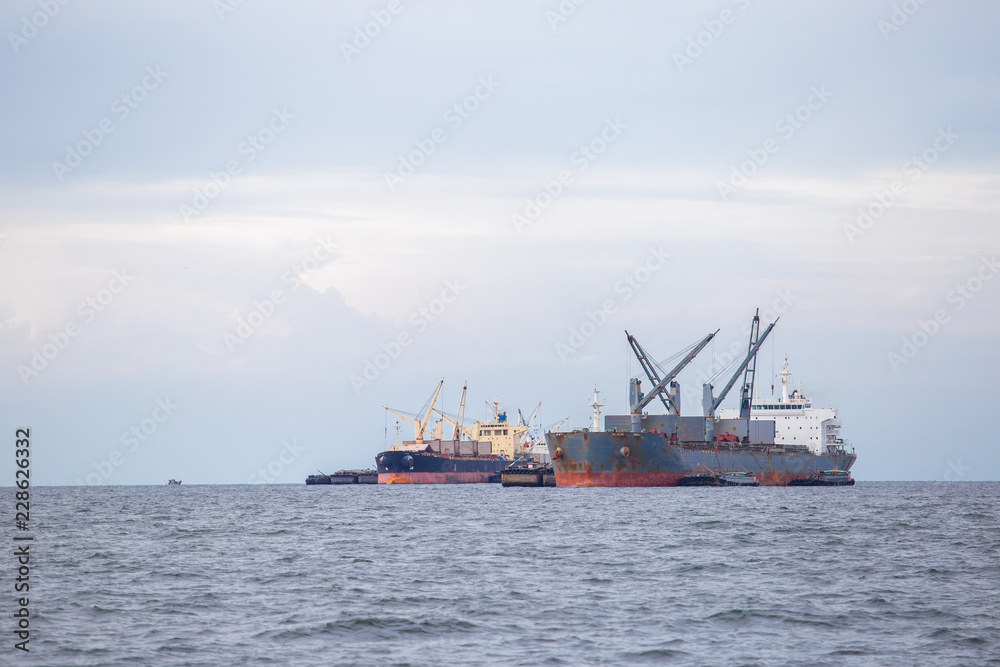 Marine cargo ship at Gulf of Thailand. Chonburi province , Thailand Marine cargo ship at Gulf of Thailand. Chonburi province , Thailand