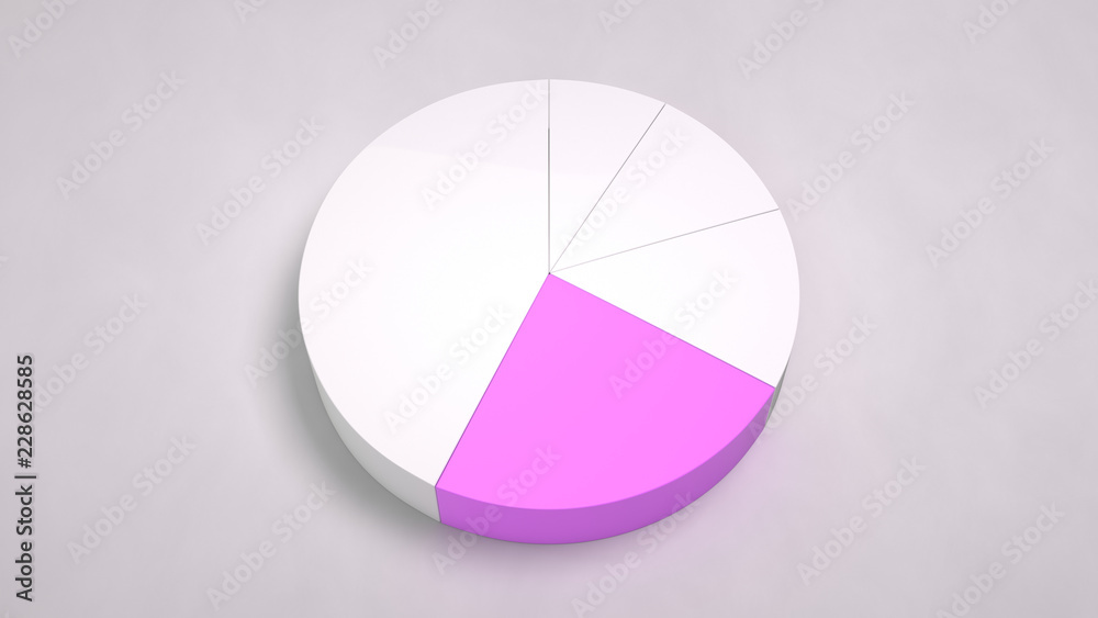 White pie chart with one purple sector White pie chart with one purple sector