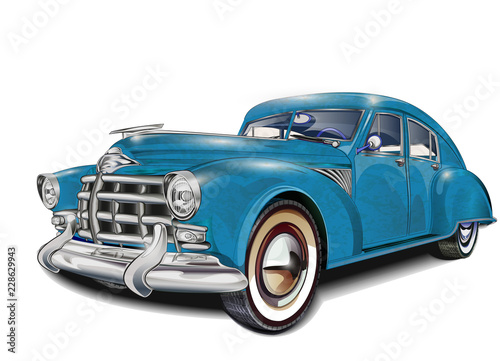 Retro car isolated on white background. 