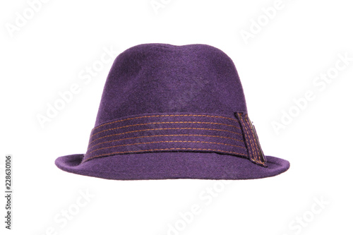 Purple hat against white background