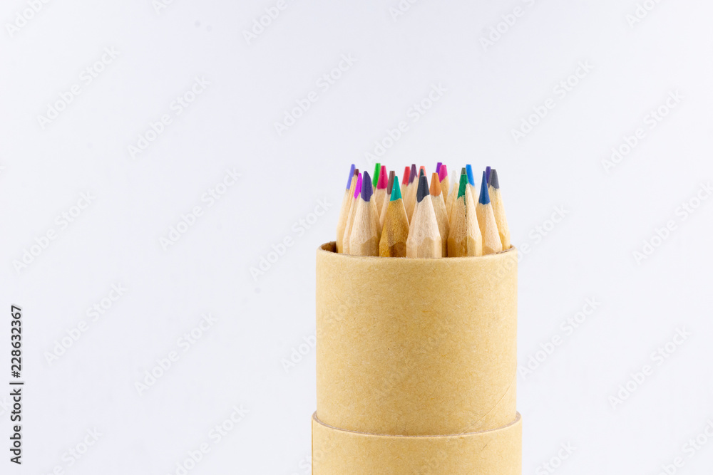Pencils Colored pencils on white background Pencils Colored pencils on white background