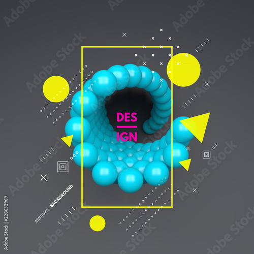 3d spheres composition. Art element in futuristic technology style. Vector illustration for web design, technology, marketing, website, business presentation.