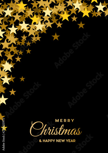 Festive horizontal Christmas vertical background with copy space. Text and golden stars