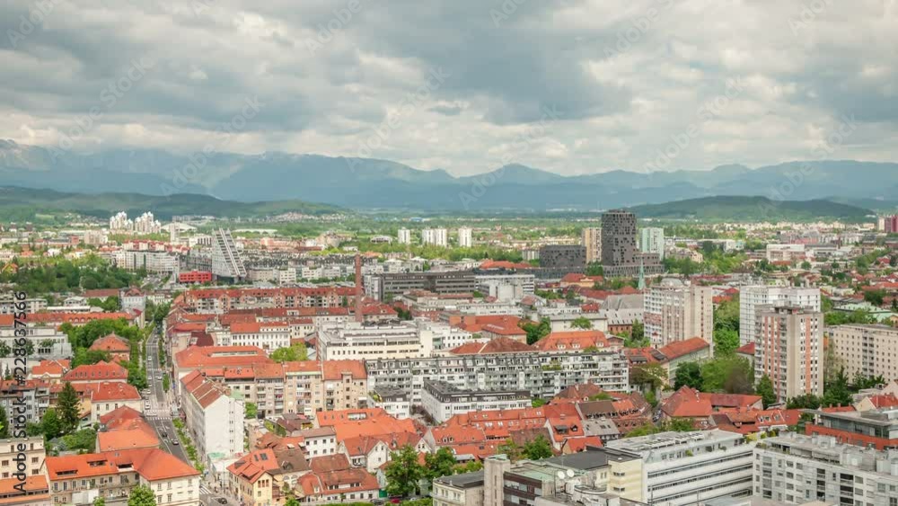 Panoramic view of Ljubljana, Slovenia. Time lapse video Panoramic view of Ljubljana, Slovenia. Time lapse video