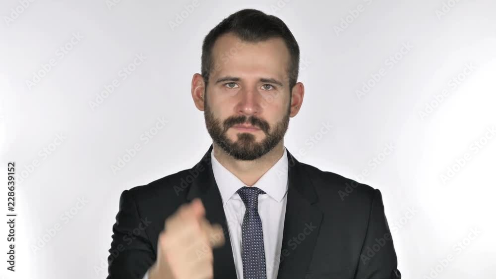 Portrait of Beard Businessman Showing Middle Finger Portrait of Beard Businessman Showing Middle Finger