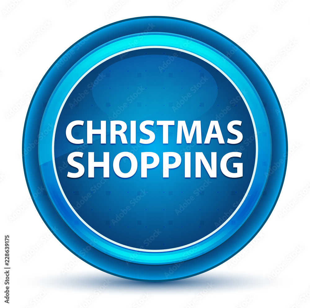 Christmas Shopping Eyeball Blue Round Button Christmas Shopping Eyeball Blue Round Button