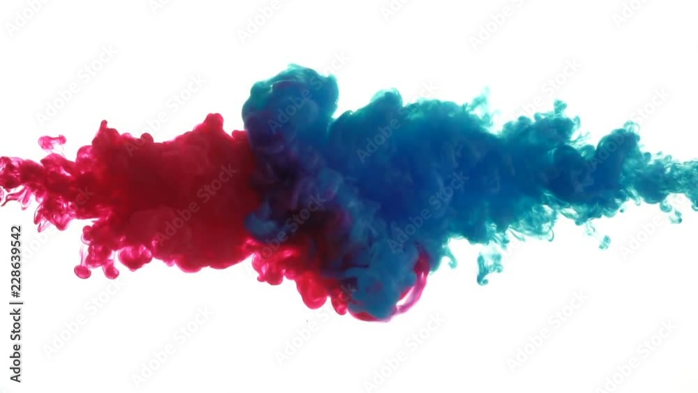 Ink dropped in water on white background, Slow motion
