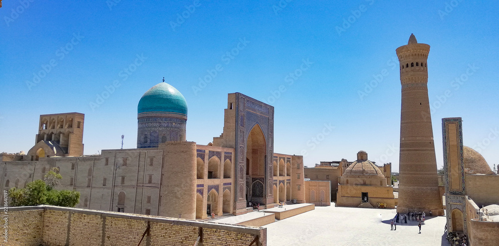 View of Bukhara complex: the square, the palaces and the majestic minaret