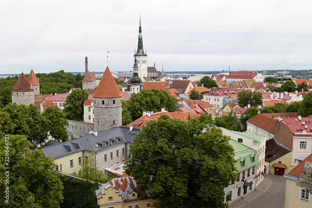 Panoramic view of the old town of Tallinn from Toompea Hill, Estonia