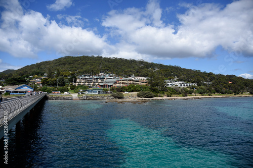 Jetty and land at Lorne Beach on the Great Ocean Road