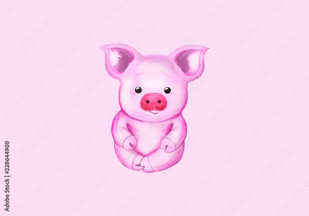 Little pig. Cute watercolor illustration Little pig. Cute watercolor illustration