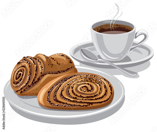 sweet rolls with a coffee