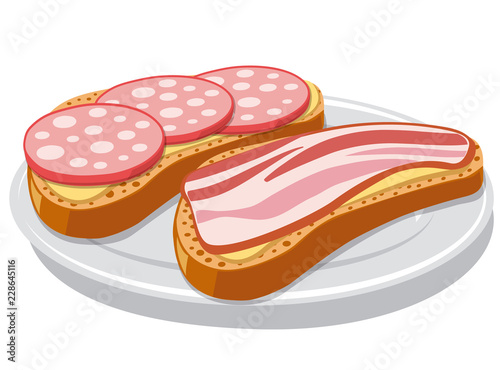 sandwich with bacon and sausages