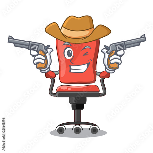 Cowboy character office desk chair in indoor