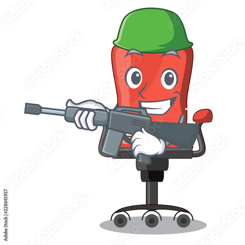 Army character office desk chair in indoor